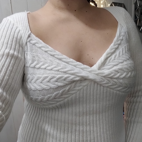 White Sweater Dress - Picture 2 of 5